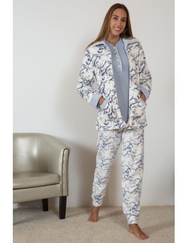 Bata Mujer Corta Cremallera Estampado...