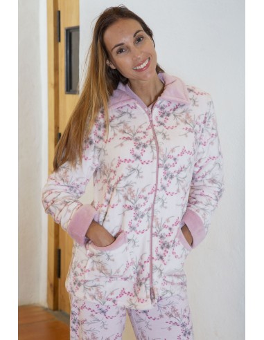 Bata Mujer Corta Cremallera Estampado...