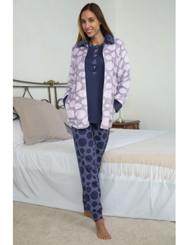 Bata Mujer Corta Cremallera Estampado...