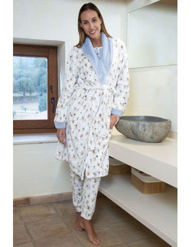 Bata Mujer Larga C/Smoking Estampado...