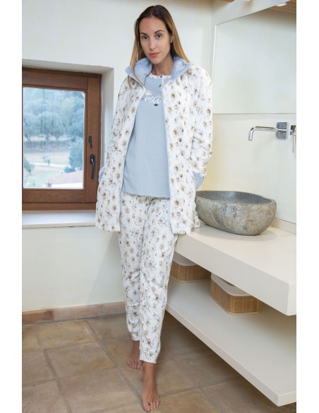 Bata Mujer Corta Cremallera Cruzada Estam