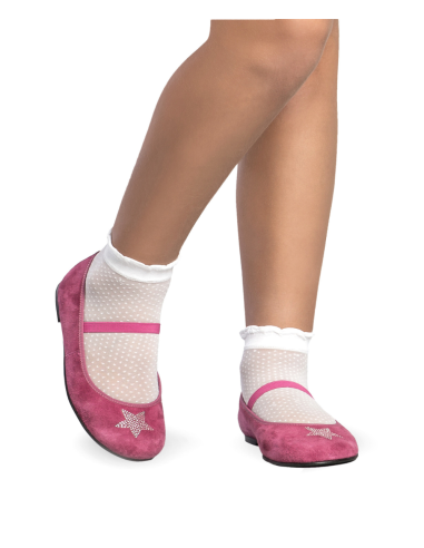 Calcetín tobillero de niña a topos...